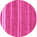 Round Machine Washable Abstract Pink Modern Rug, wshabs219pnk