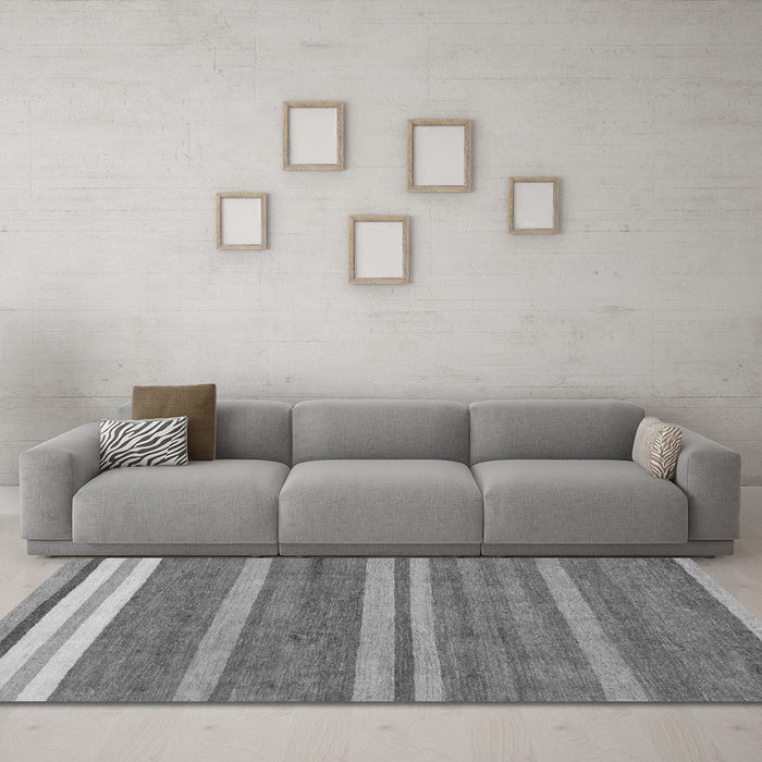 Machine Washable Abstract Gray Modern Rug in a Living Room,, wshabs219gry