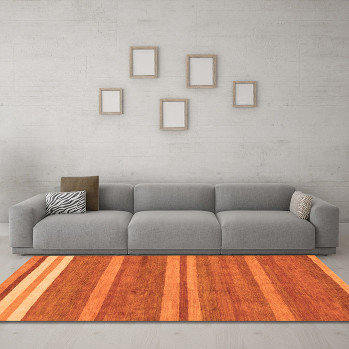 Machine Washable Abstract Orange Modern Area Rugs in a Living Room, wshabs219org