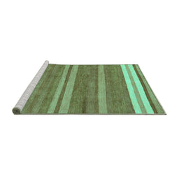 Sideview of Machine Washable Abstract Turquoise Modern Area Rugs, wshabs219turq