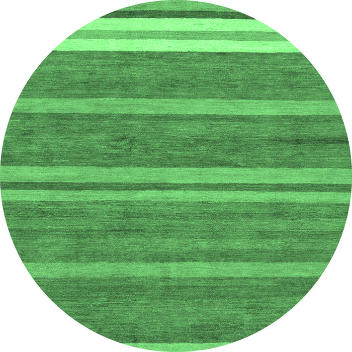 Round Machine Washable Abstract Emerald Green Modern Area Rugs, wshabs219emgrn