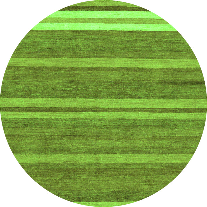 Round Machine Washable Abstract Green Modern Area Rugs, wshabs219grn