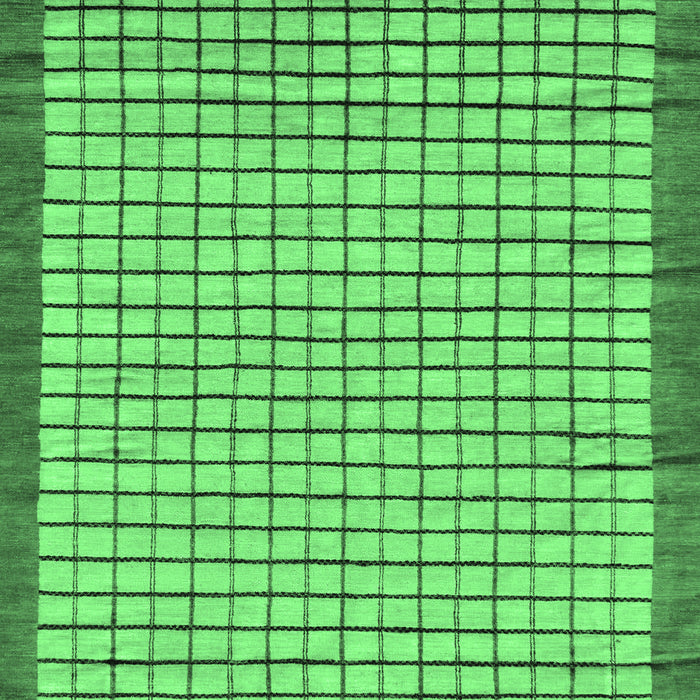 Machine Washable Checkered Emerald Green Modern Area Rugs, wshabs21emgrn