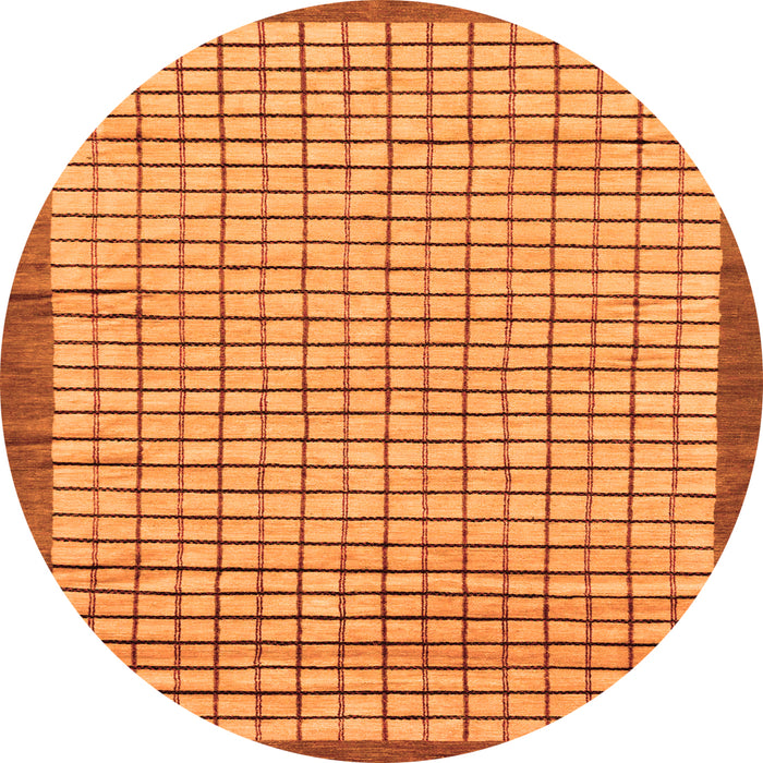 Round Machine Washable Checkered Orange Modern Area Rugs, wshabs21org
