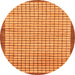 Round Machine Washable Checkered Orange Modern Area Rugs, wshabs21org