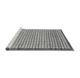 Sideview of Machine Washable Checkered Gray Modern Rug, wshabs21gry