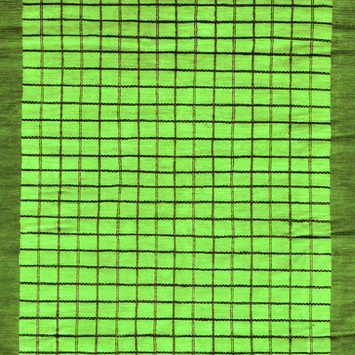 Machine Washable Checkered Green Modern Area Rugs, wshabs21grn