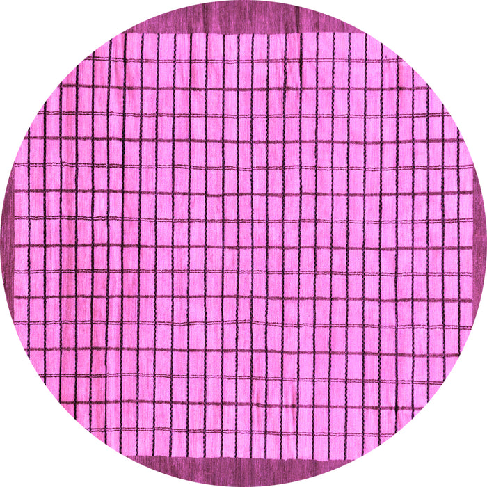 Round Checkered Purple Modern Rug, abs21pur