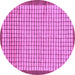 Round Checkered Purple Modern Rug, abs21pur