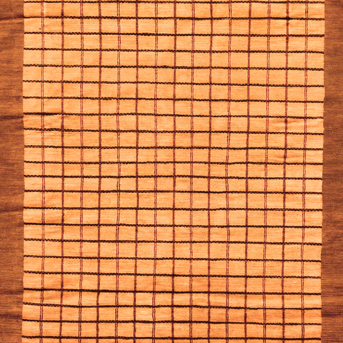 Machine Washable Checkered Orange Modern Area Rugs, wshabs21org