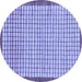 Round Machine Washable Checkered Blue Modern Rug, wshabs21blu