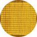 Round Checkered Yellow Modern Rug, abs21yw