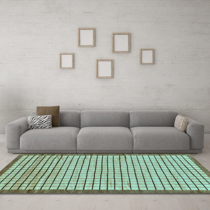 Machine Washable Checkered Light Blue Modern Rug in a Living Room, wshabs21lblu