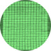 Round Machine Washable Checkered Emerald Green Modern Area Rugs, wshabs21emgrn