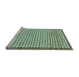 Sideview of Machine Washable Checkered Light Blue Modern Rug, wshabs21lblu