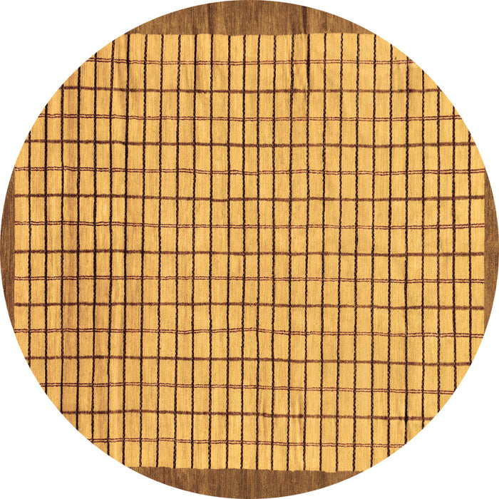 Round Machine Washable Checkered Brown Modern Rug, wshabs21brn