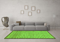 Machine Washable Checkered Green Modern Rug, wshabs21grn