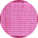 Round Machine Washable Checkered Pink Modern Rug, wshabs21pnk