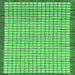 Square Machine Washable Checkered Emerald Green Modern Area Rugs, wshabs21emgrn