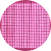 Round Checkered Pink Modern Rug, abs21pnk