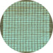 Round Checkered Light Blue Modern Rug, abs21lblu