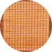 Round Checkered Orange Modern Rug, abs21org