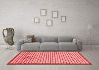 Machine Washable Checkered Red Modern Rug, wshabs21red