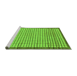 Sideview of Machine Washable Checkered Green Modern Area Rugs, wshabs21grn
