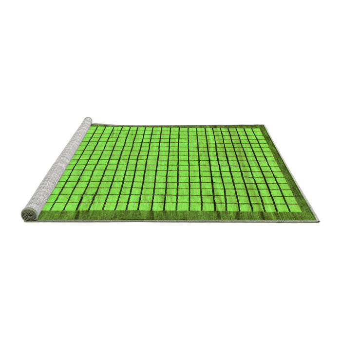 Sideview of Machine Washable Checkered Green Modern Area Rugs, wshabs21grn