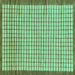 Square Machine Washable Checkered Turquoise Modern Area Rugs, wshabs21turq