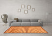 Machine Washable Checkered Orange Modern Area Rugs in a Living Room, wshabs21org