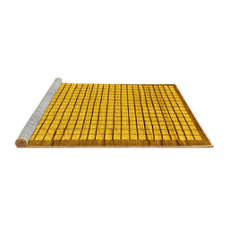 Sideview of Machine Washable Checkered Yellow Modern Rug, wshabs21yw