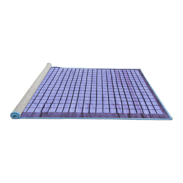 Sideview of Machine Washable Checkered Blue Modern Rug, wshabs21blu