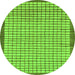 Round Machine Washable Checkered Green Modern Area Rugs, wshabs21grn