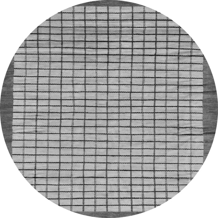 Round Machine Washable Checkered Gray Modern Rug, wshabs21gry