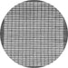 Round Machine Washable Checkered Gray Modern Rug, wshabs21gry