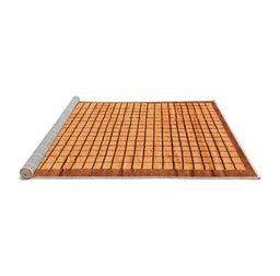 Sideview of Machine Washable Checkered Orange Modern Area Rugs, wshabs21org