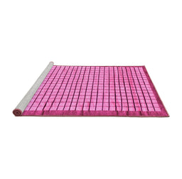 Sideview of Machine Washable Checkered Pink Modern Rug, wshabs21pnk