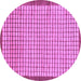 Round Machine Washable Checkered Purple Modern Area Rugs, wshabs21pur