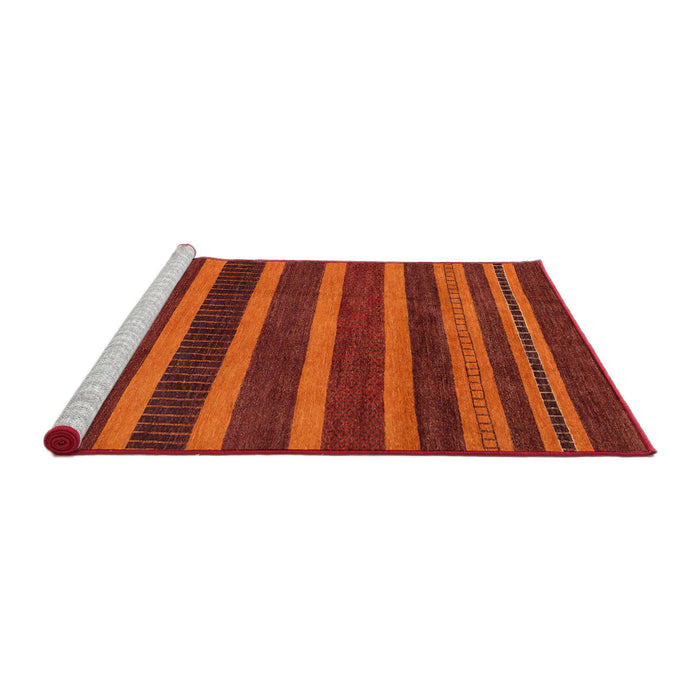 Sideview of Machine Washable Abstract Orange Red Rug, wshabs220
