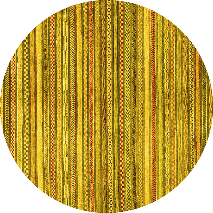 Round Machine Washable Abstract Yellow Modern Rug, wshabs2200yw
