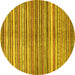 Round Machine Washable Abstract Yellow Modern Rug, wshabs2200yw