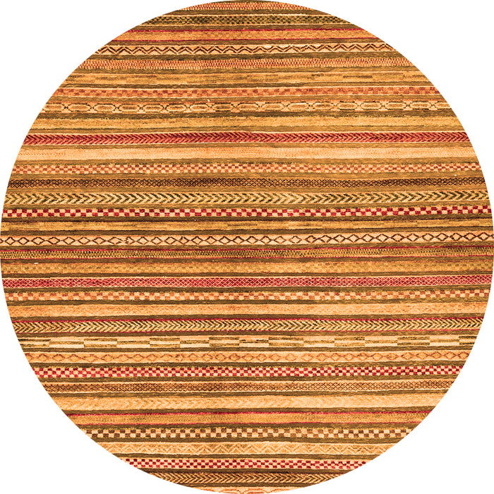 Round Machine Washable Abstract Orange Modern Area Rugs, wshabs2200org