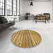 Round Abstract Yellow Modern Rug in a Office, abs2200