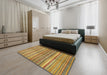 Abstract Yellow Modern Rug in a Bedroom, abs2200