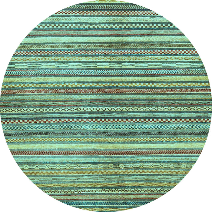 Round Abstract Light Blue Modern Rug, abs2200lblu