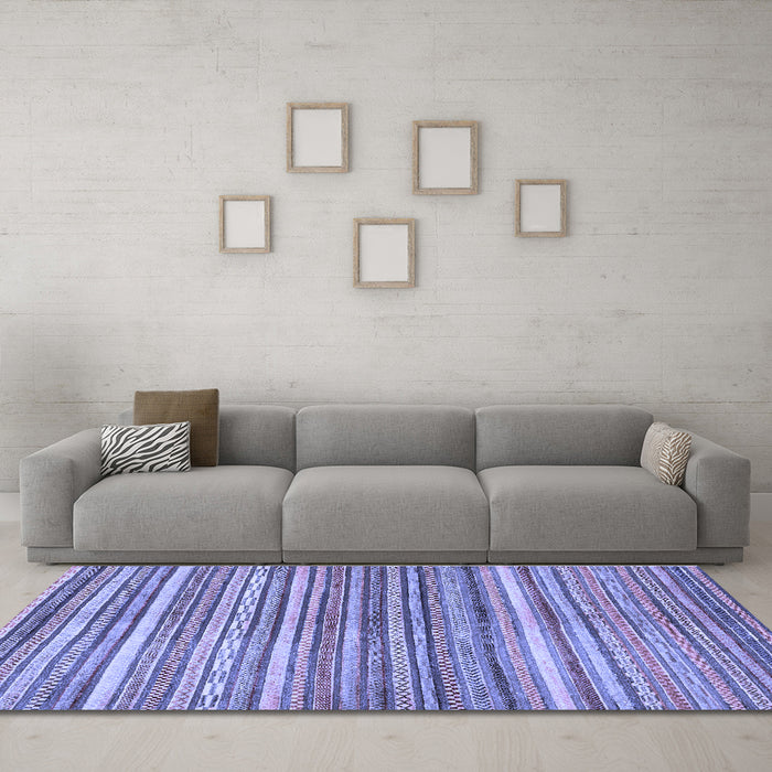 Machine Washable Abstract Blue Modern Rug in a Living Room, wshabs2200blu