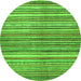 Round Machine Washable Abstract Green Modern Area Rugs, wshabs2200grn