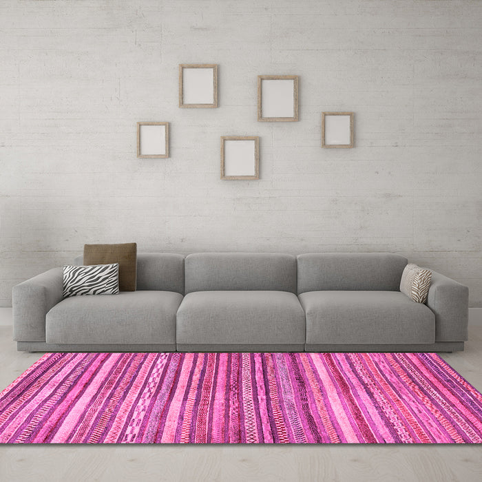 Machine Washable Abstract Pink Modern Rug in a Living Room, wshabs2200pnk