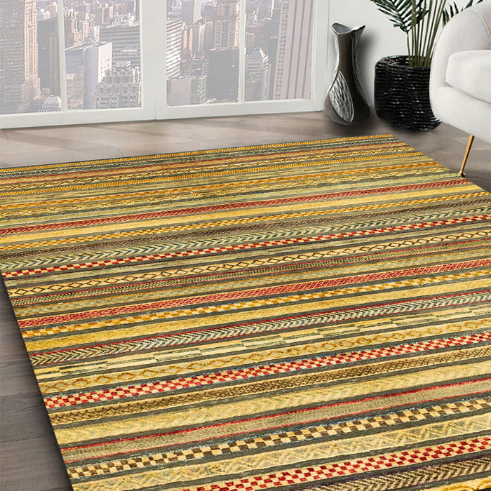 Machine Washable Abstract Yellow Rug in a Family Room, wshabs2200